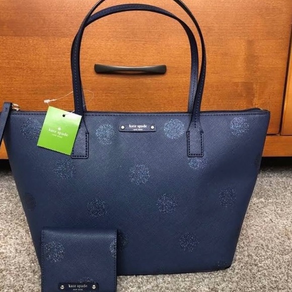 Kate spade blue polka dot purse